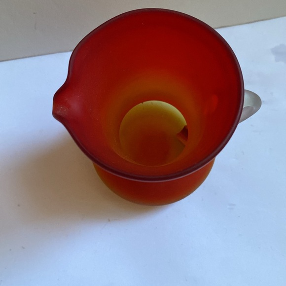 Amberina satin glass small decorative glass pitcher - Picture 3 of 7